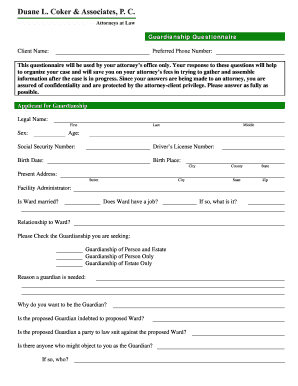 Guardianship Questionnaire