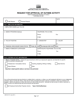 USDA Request for Approval of Outside Activity