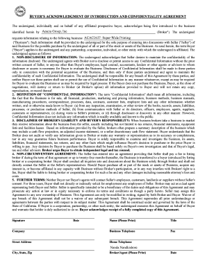 Buyer's Confidentiality Agreement