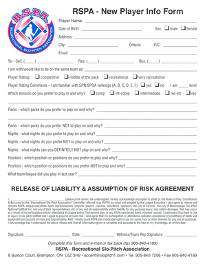 RSPA New Player Info Form