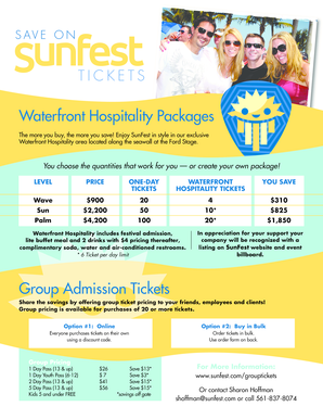 SunFest Group Ticket Order Form