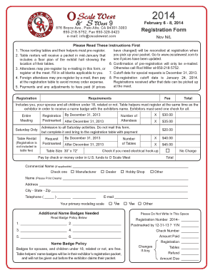 O Scale West 2014 Registration Form