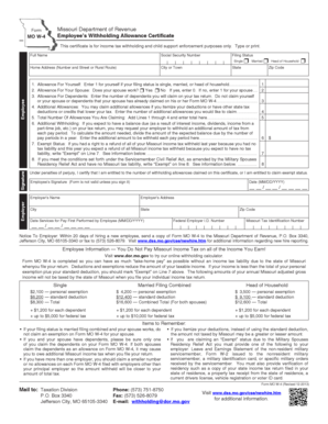 Missouri W-4 Employee Withholding Allowance Certificate