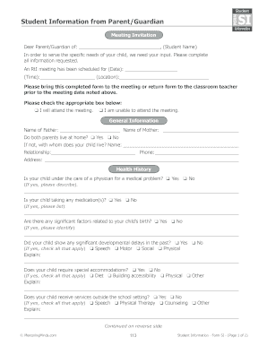 Student Information Form SI