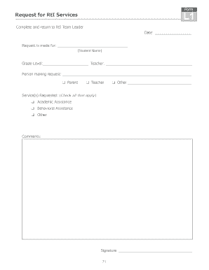 Request for RtI Services Form