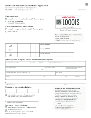 Donate Life Wisconsin License Plate Application