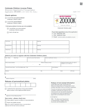 Celebrate Children License Plate Application