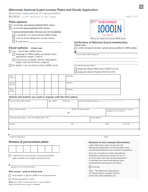 Wisconsin National Guard License Plates and Decals Application