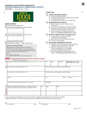 Wisconsin Hobbyist License Plates Application