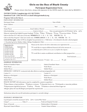 Girls on the Run Participant Registration Form