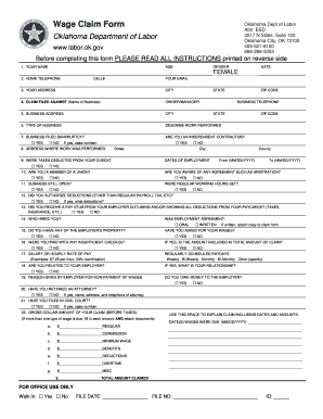 Oklahoma Wage Claim Form