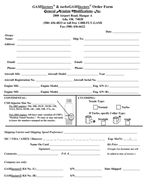 GAMIjectors Order Form