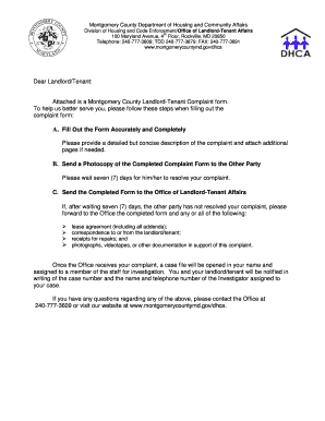 Montgomery County Landlord-Tenant Complaint Form