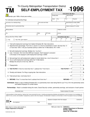 Tri-County Metropolitan Transportation District Self-Employment Tax Form