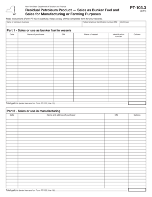 New York State Residual Petroleum Product Sales Form