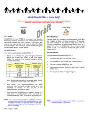 California CalWORKs and General Relief Application