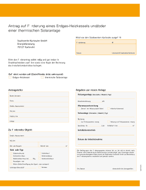 Antrag auf Förderung eines Erdgas-Heizkessels und/oder einer thermischen Solaranlage