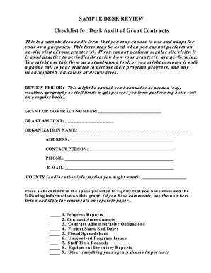 Grant Contract Desk Audit Checklist