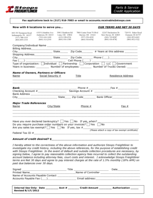 Parts & Service Credit Application