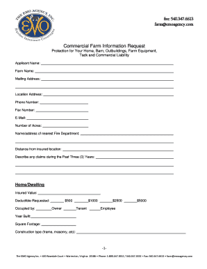 Commercial Farm Insurance Information Request