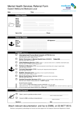 Mental Health Services Referral Form
