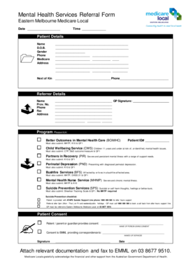 Mental Health Services Referral Form