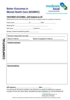 Mental Health Treatment Outcomes Form