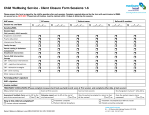 Child Wellbeing Service Client Closure Form