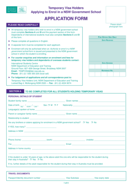 NSW Temporary Visa Holder School Enrolment Form