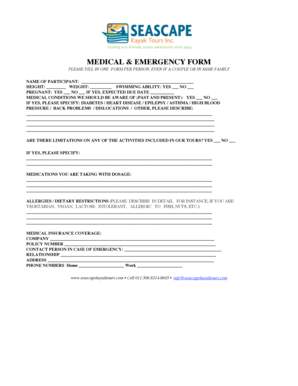 Medical and Emergency Form