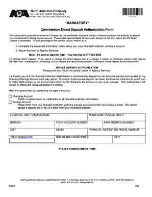 Commission Direct Deposit Authorization Form