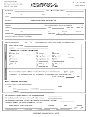 UAS Pilot/Operator Qualifications Form