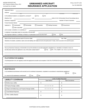 Unmanned Aircraft Insurance Application
