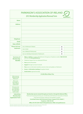 Parkinson’s Association of Ireland Membership Application