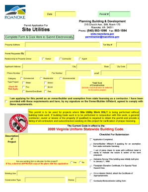 Roanoke Site Utility Permit Application