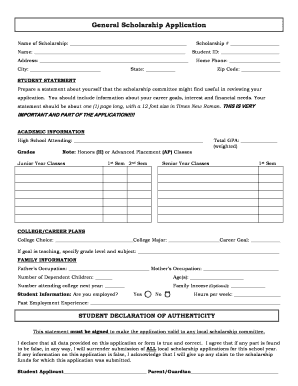 General Scholarship Application Form