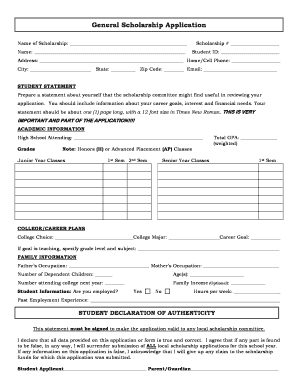 General Scholarship Application Form