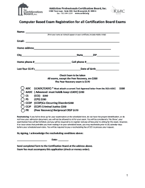 Addiction Professional Certification Exam Registration