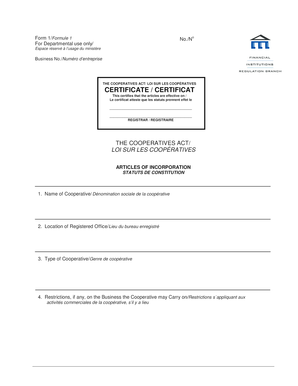 Cooperative Articles of Incorporation