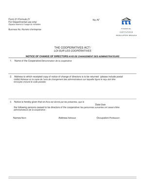 Notice of Change of Directors