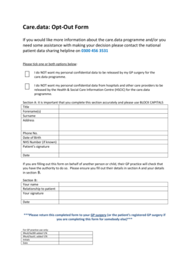 Care.data Opt-Out Form