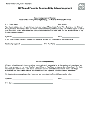 HIPAA and Financial Responsibility Acknowledgement