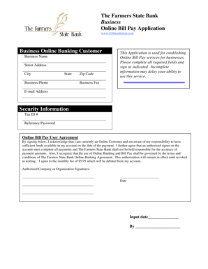 Business Online Bill Pay Application