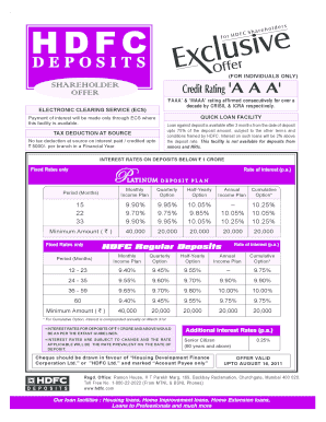 HDFC Deposit Application Form