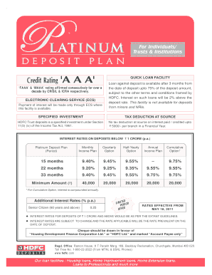 HDFC Platinum Deposit Application Form