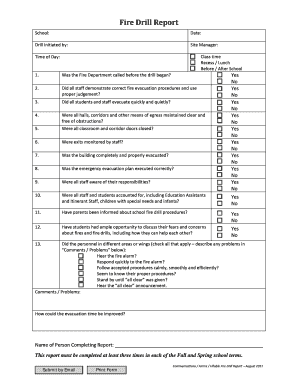 School Fire Drill Report