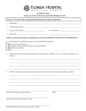Autorizacion para el uso y divulgacion de informacion