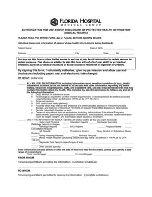 Authorization for Use and Disclosure of Protected Health Information