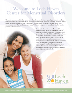 Loch Haven Center for Menstrual Disorders Appointment Form
