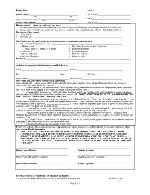 Authorization and Disclosure of Protected Health Information